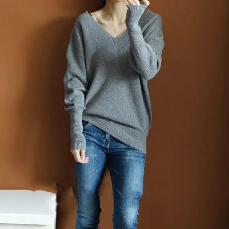 

Litvriyh lady thick cashmere sweater women pullover sexy big neck long sleeve female pullover women sweater knitted loose jumper
