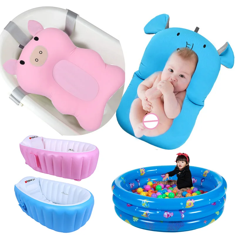 Baby bath tub Newborn Baby Foldable Baby bath tub pad & chair & shelf newborn bathtub seat infant support Cushion mat bath mat