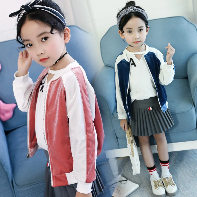 

baby girls jackets 2018 fashion spring autumn children girls baseball jackets casual floral embroidery children outwear 4-13T