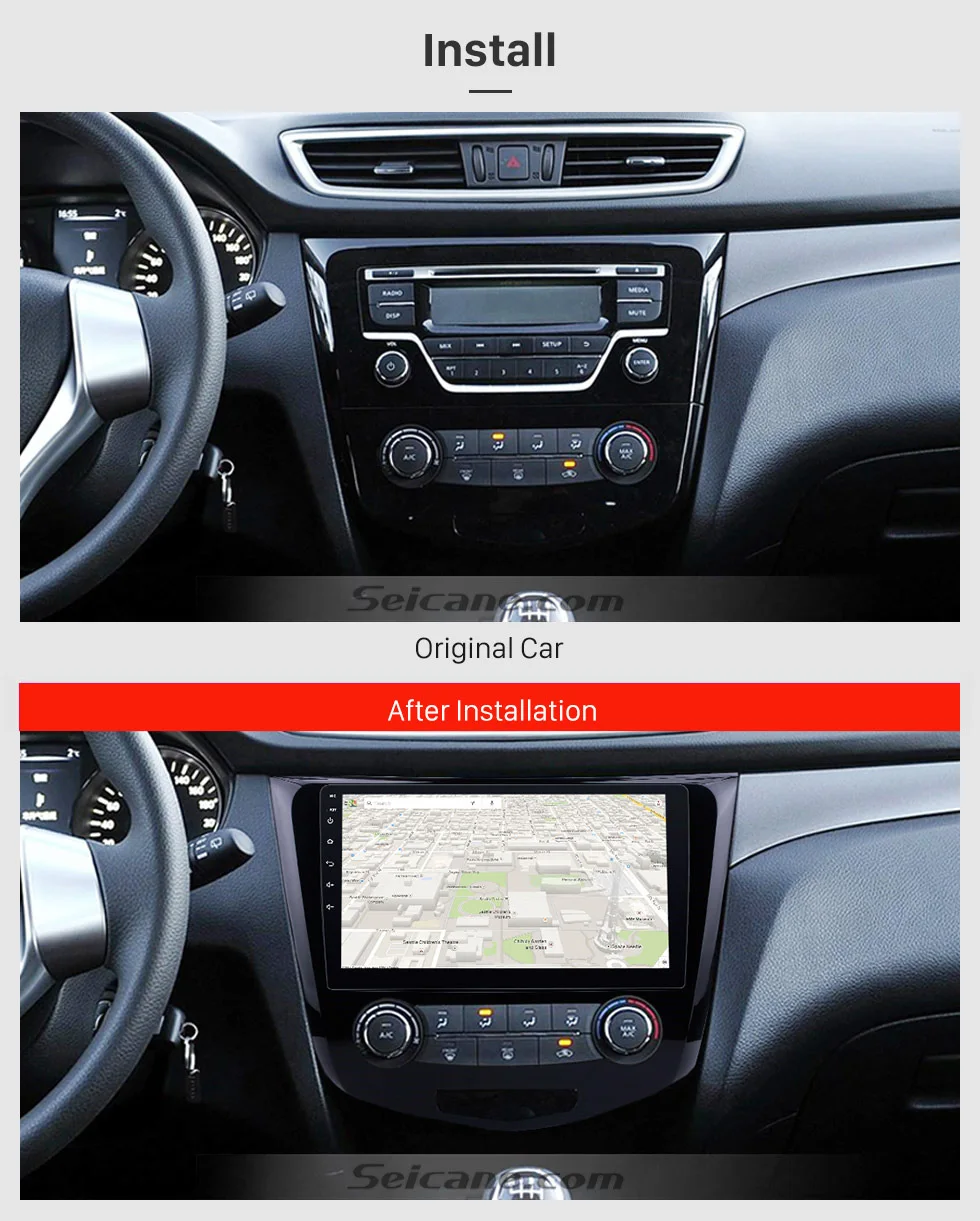 Cheap Seicane 10.1 Inch 2din Android 7.1/8.1  Car Radio GPS Navigation Quad Core Bluetooth Multimerdia Player For 2016 Nissan Qashqai 2