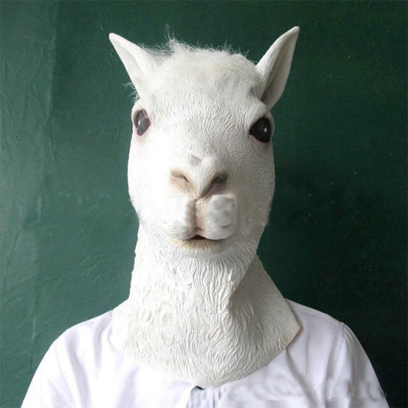 

Halloween Mask Hooded Mud Horse Marvelon Alpaca Mask Cos Animal Props Horse Head Alpaca Goat Toy