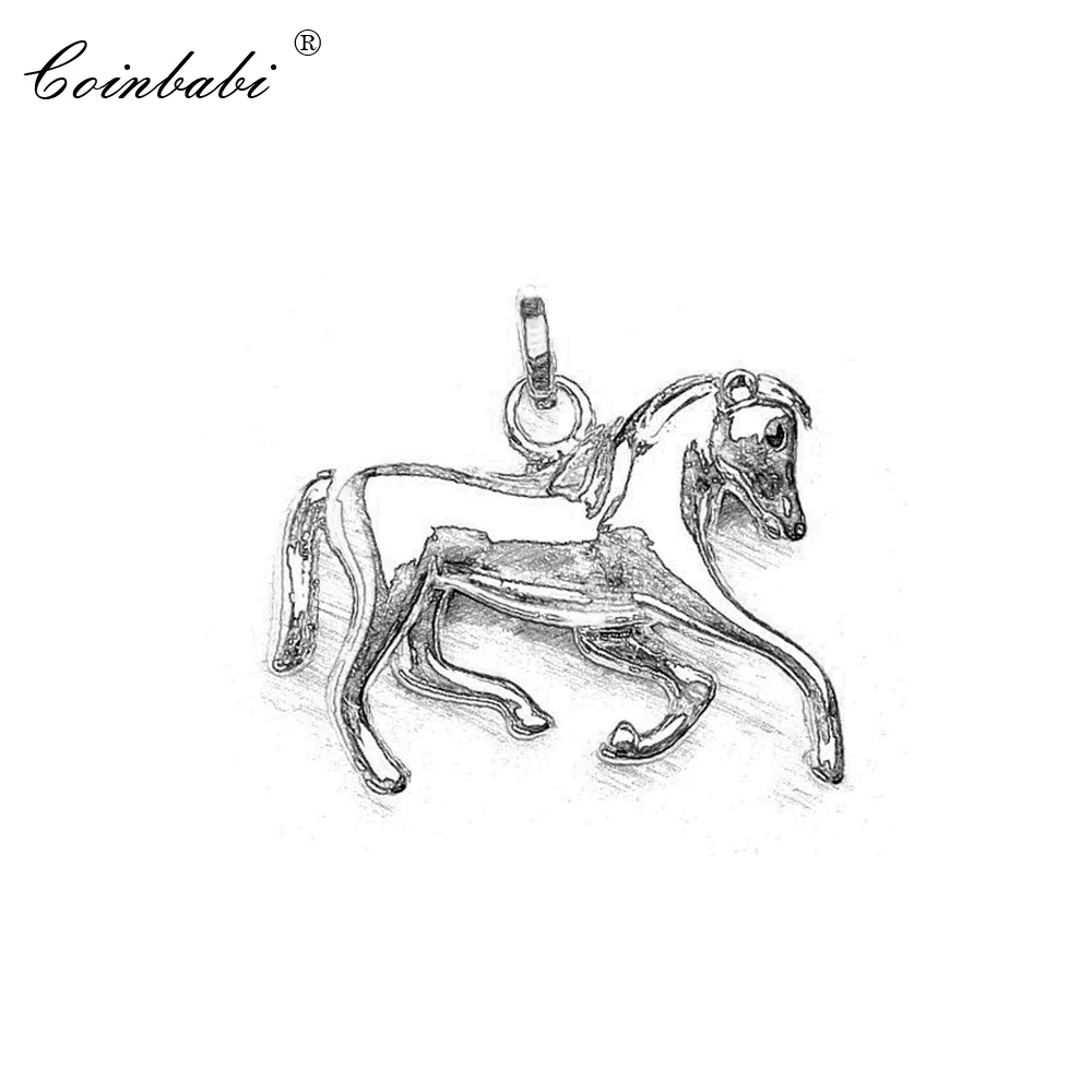 Pendant Silver Horse Classic 925 Sterling For Women Men Gift Europe Key Chains Jewelry Fit Link Heart Necklace | Украшения и