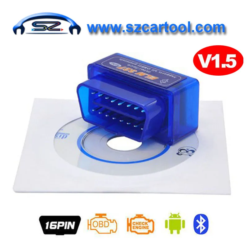 Interface MINI ELM327 Bluetooth v1.5 ELM 327 Version 1.5 OBD2 / OBDII for Android Torque Car Code Scanner Free Shipping elm327 d2 obd2 obdii bluetooth adapter auto scanner torque android