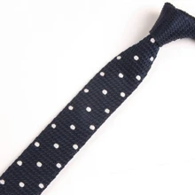 Мужские темно-синие белые классические Вязаные Галстуки в горошек, узкие Вязаные Галстуки мальчишник, деловой ГАЛСТУК ZZLD067