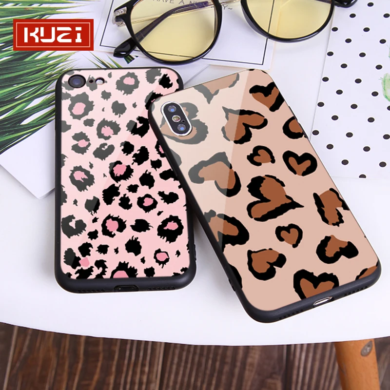 

KUZI Leopard Half Wrapped Case Phone Bag Case Pattern For iphone 7 XS MAX Case Soft Cover For iphone 6 6S 7 8 Plus iphone X XR