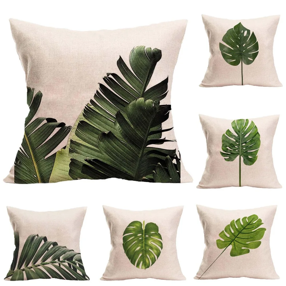 Buy Contracted tropical plant flax Decorative Pillow
