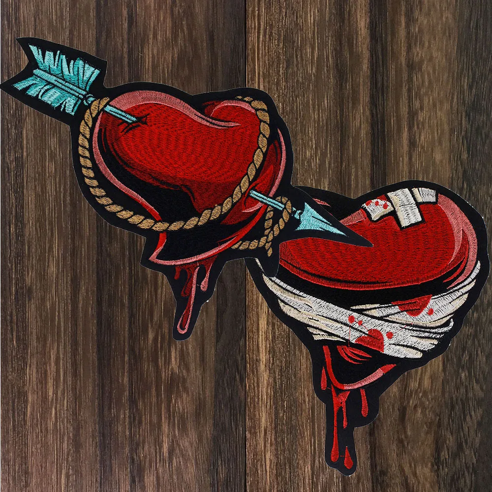 

Embroidery Arrow Heart Broken Heart Appliqued Iron on Patches Red Heart for T-shirt Bag DIY Scrapbooking Deco TH1734