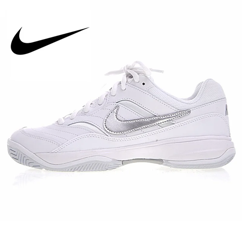 

Nike COURT LITE Women's Tennis Shoes Women's Comfort Original Breathable Outdoor Shoes White Silver Leather Rubber 845048 100