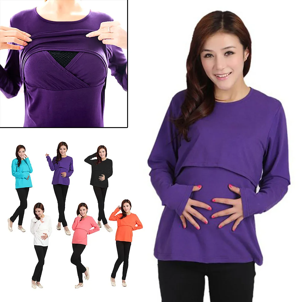 Long Sleeve Leisure Wear Breast Feeding Nursing Maternity Clothes