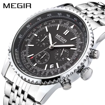 

MEGIR Original Men Watch Stainless Steel Quartz Watches Men Top Brand Luxury Clock Men Relogio Masculino Erkek Kol Saati 2008
