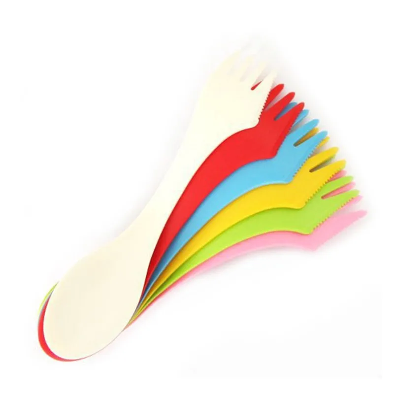 

6pcs/set Outdoor Creative Spork Tableware Set Portable Multifunctional 3 In 1 Knife Fork Spoon Camping Hiking Utensil Durable