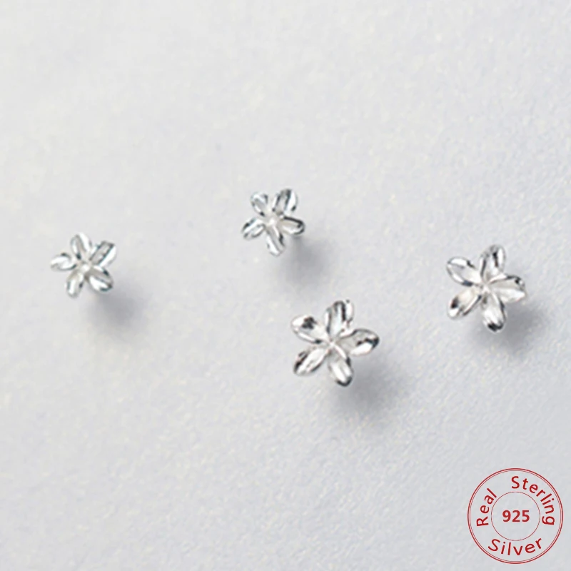 

1 Pair 100% 925 Sterling Silver Jewelry Women Fashion Cute Tiny Flower Stud Earrings Gift For Girls Kids Lady
