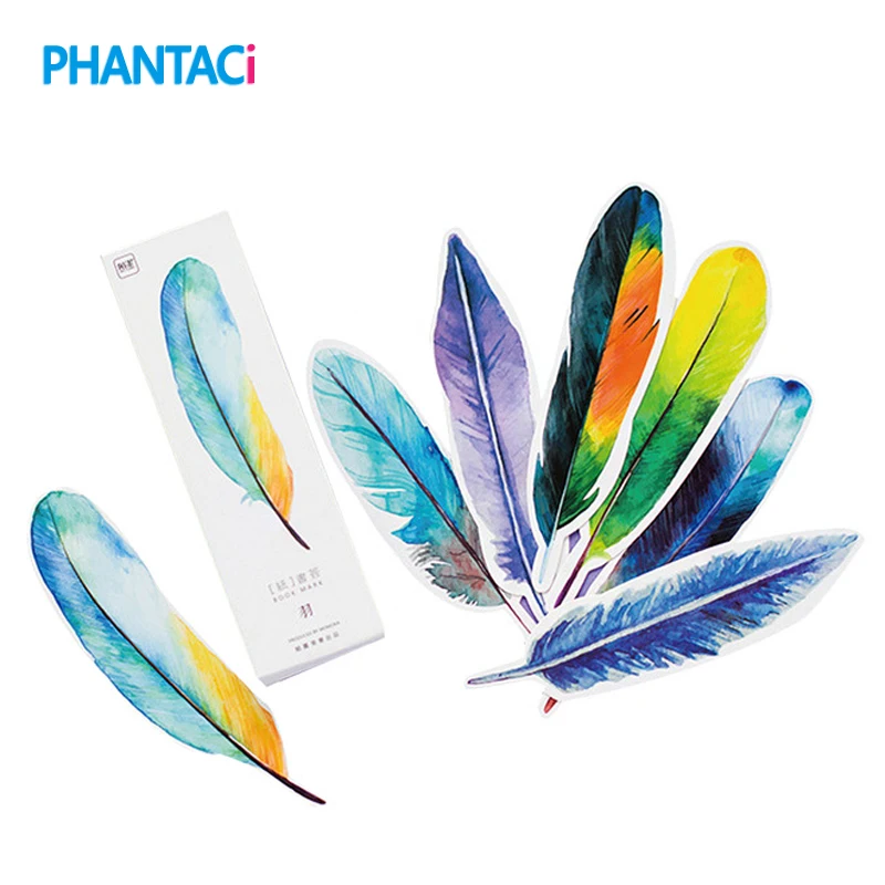

30 pcs/pack Creative Cute Colorful Feather Paper Bookmark Stationery Bookmarks Book Clip Office Accessories School Supplies