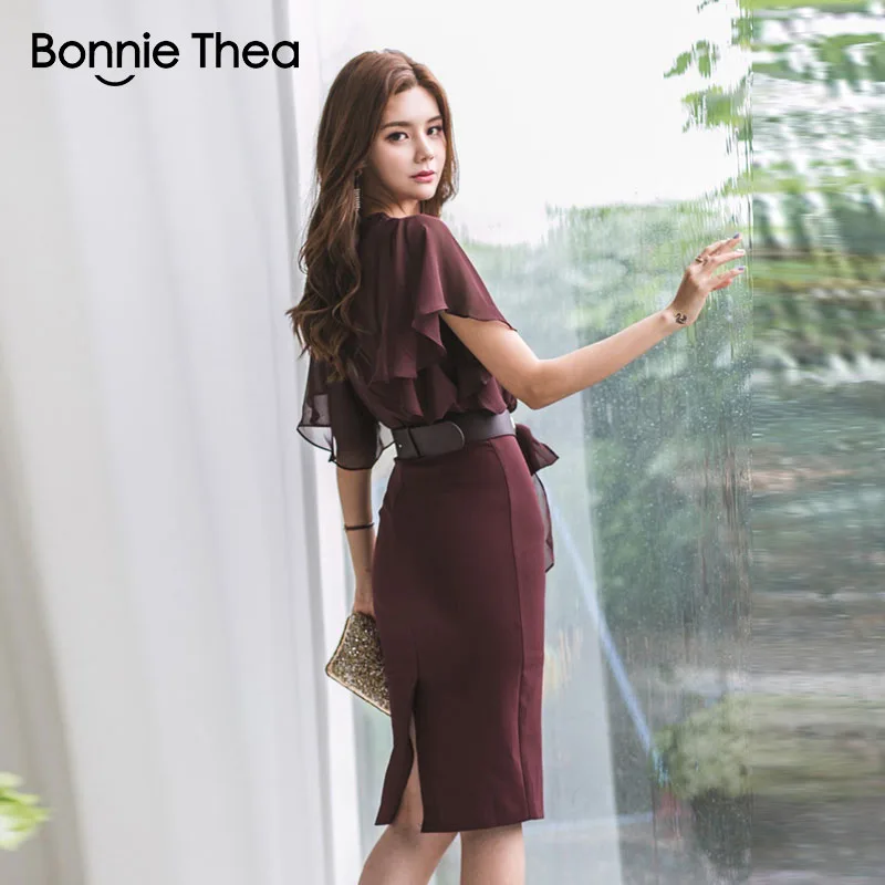 Женское платье Bonnie Thea повседневное облегающее из шифона для офиса и вечеринки на