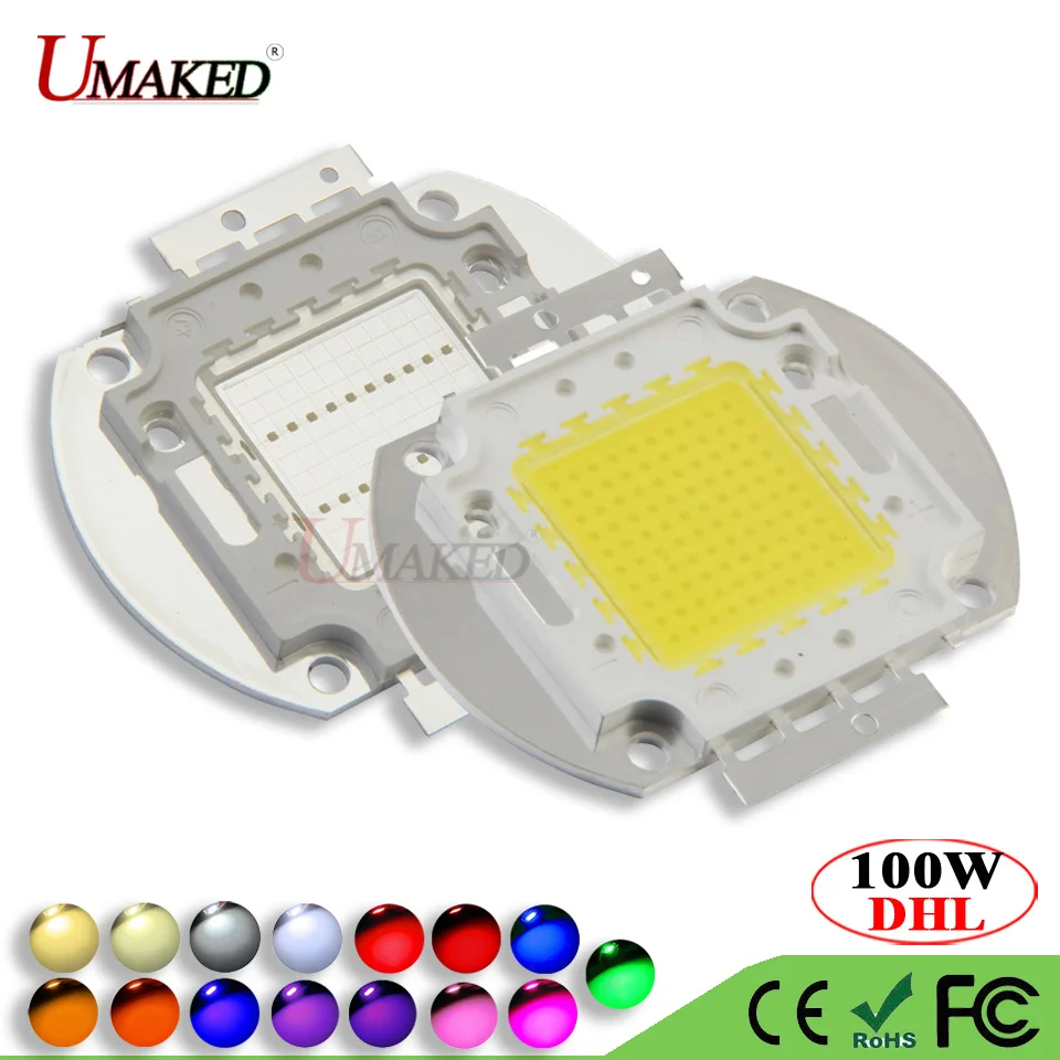 

100pc UMAKED High Power LED COB Light SMD chips Warm Natural White Red Green Blue Yellow 20 30 50 100W Bulb Spotlight COB Diode
