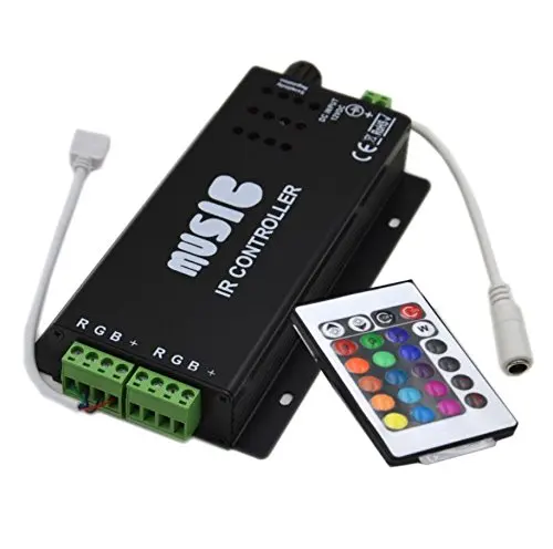 

Sound Activated Multicolor RGB Music Controller Color Changing With Beat Includes Remote Control Use for LED Light Strips