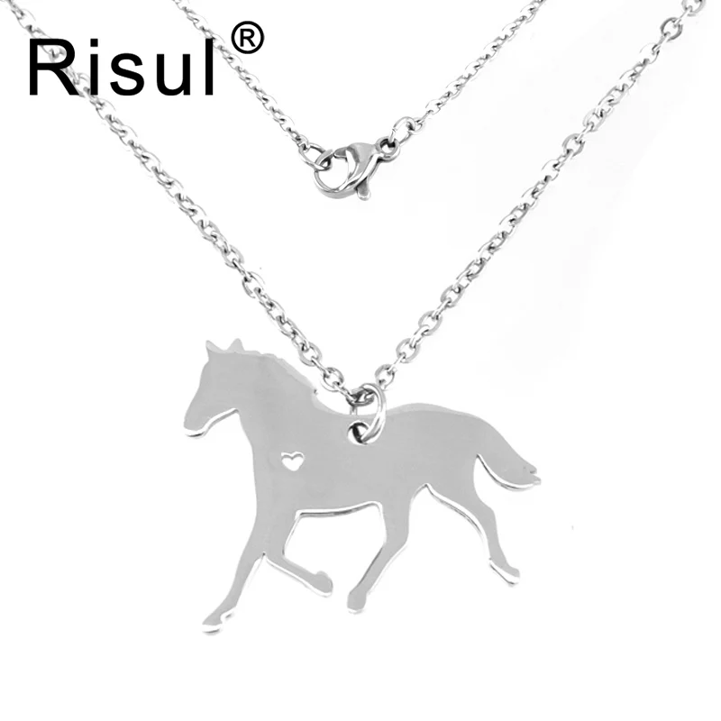 Risul سباق الخيل قلادة شخصية الحصان الحصان تشغيل stainlesssteel عاشق هدية الحصان مجوهرات رولو سلسلة قلادة