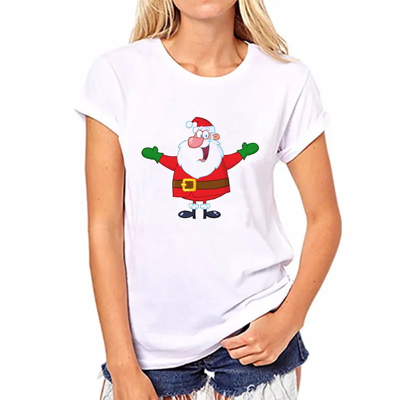 White Harajuku Christmas T Shirt Women Tshirt Plus Size Kawaii T shirt