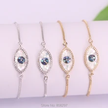 10 шт микро Pave CZ оболочки глаз бисера с металлической цепочкой регулируемый браслет