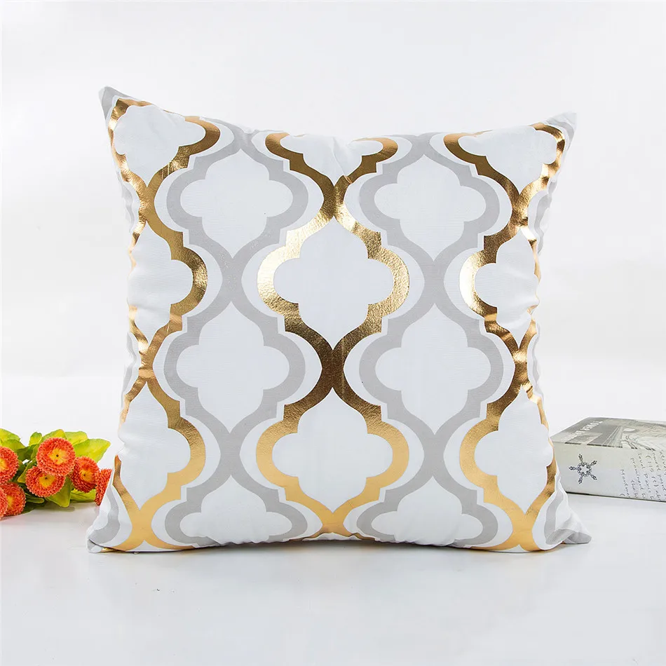 Bronzing Cushion Cover Geometry Pineapple Printed Pillow Case Cover Luxury Sequin Gold Bedroom Home Sofa Decorative Pillowcase (3)