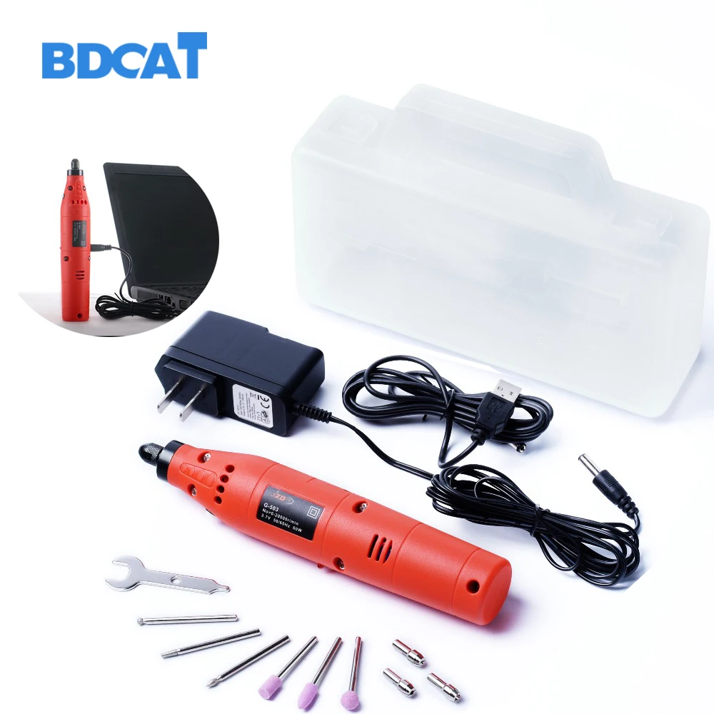 

BDCAT 3.7V 60W Rechargeable mini Electric dremel Rotary Drill with 10PCS power Grinder Polish Sanding Tool Set Kit