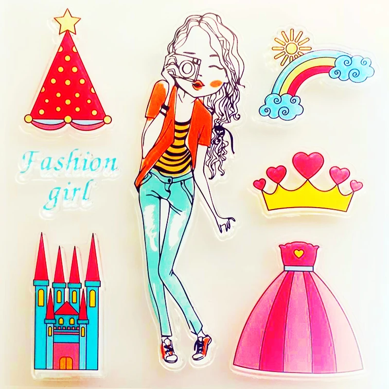 

YLCS436 Girl Silicone Clear Stamps For Scrapbooking DIY Photo Album Cards Decoration Craft Transparent Stamp Clear Stamp New