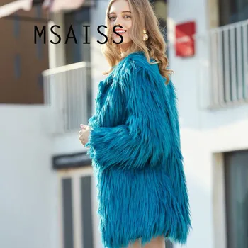

MSAISS Luxury Faux Fur Coat Women Fluffy Sheep Fake Fur Jacket Winter Jackets Thicken Warm Fluffy Coat