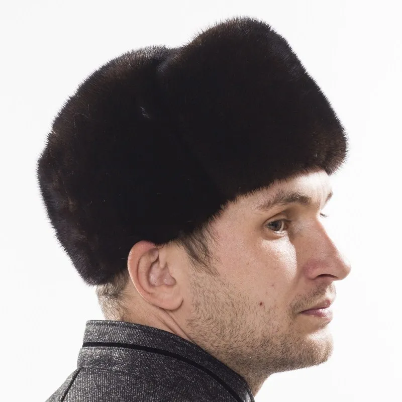 Новинка, натуральный цвет, меховая шапка в Сибирском стиле, натуральный мех Lei Feng, шапка, русская ушанка, утолщенная теплая зимняя шапка для мужчин - Цвет: brown