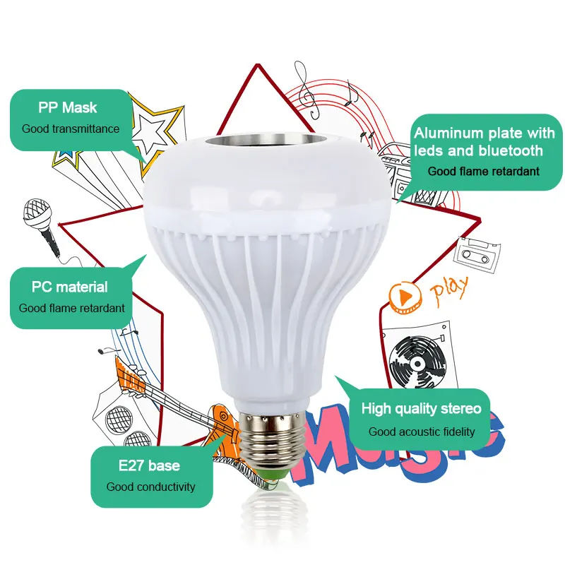 Lâmpadas Led e Tubos música tocando dimmable 12 w Temperatura de Cor : Branca Natural (3500-5500k)