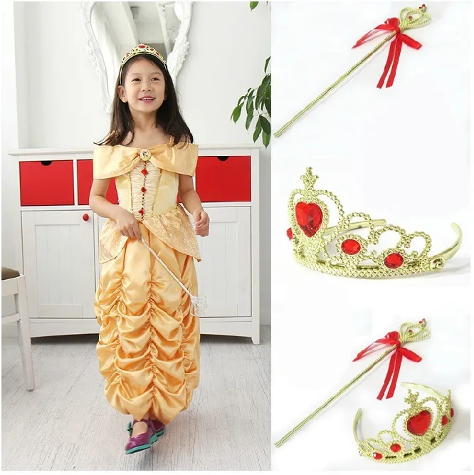 Cute Little Girl Snow White Skirt  Princess gold dress Halloween Cosplay Costume Stage Party performance clothing