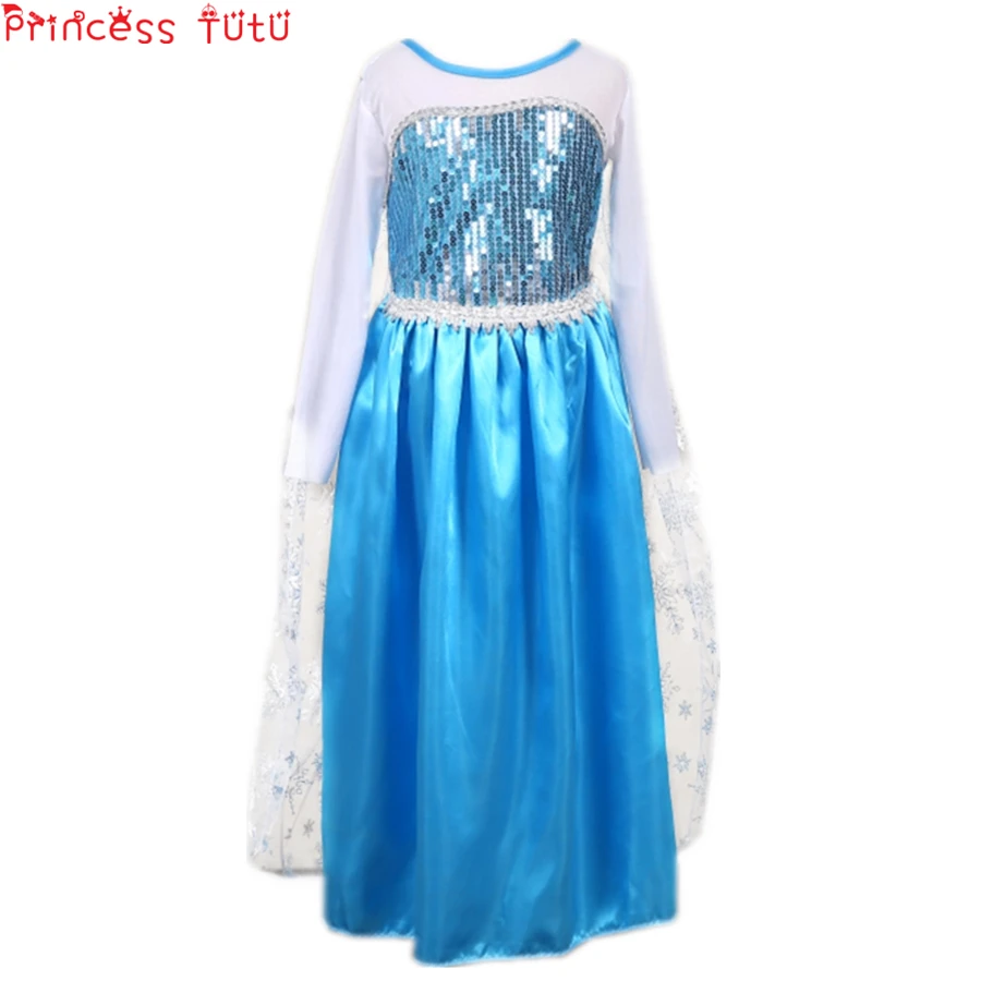 

PRINCESS TUTU Blue Elsa Dress Snow Queen Elsa Costume Cosplay Kids Girls Lace Dress Up Clothes Birthday Princess Party Dress