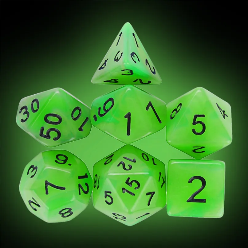 7pcs dice Luminous Digital Dice For TRPG Game Dungeons & Dragons Polyhedral D4-D20 Multi Sided Acrylic Dice #2h07 (5) - 