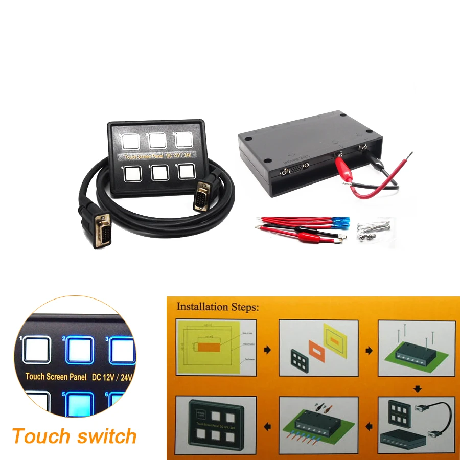 Smart 6-way Touch Screen Panel LED Switch Combination Kit for Car Boot Smart 6-way Touch Screen Panel LED Switch Combination Kit for Car Boot