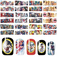 12 дизайн/набор очаровательные Мультяшные узоры переводные наклейки для ногтей полное покрытие с красочным кончиком инструмент для маникюра BEBN337-348