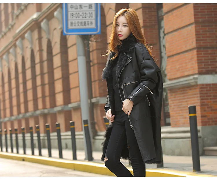 women natural sheep skin leather coat fur inside (10)