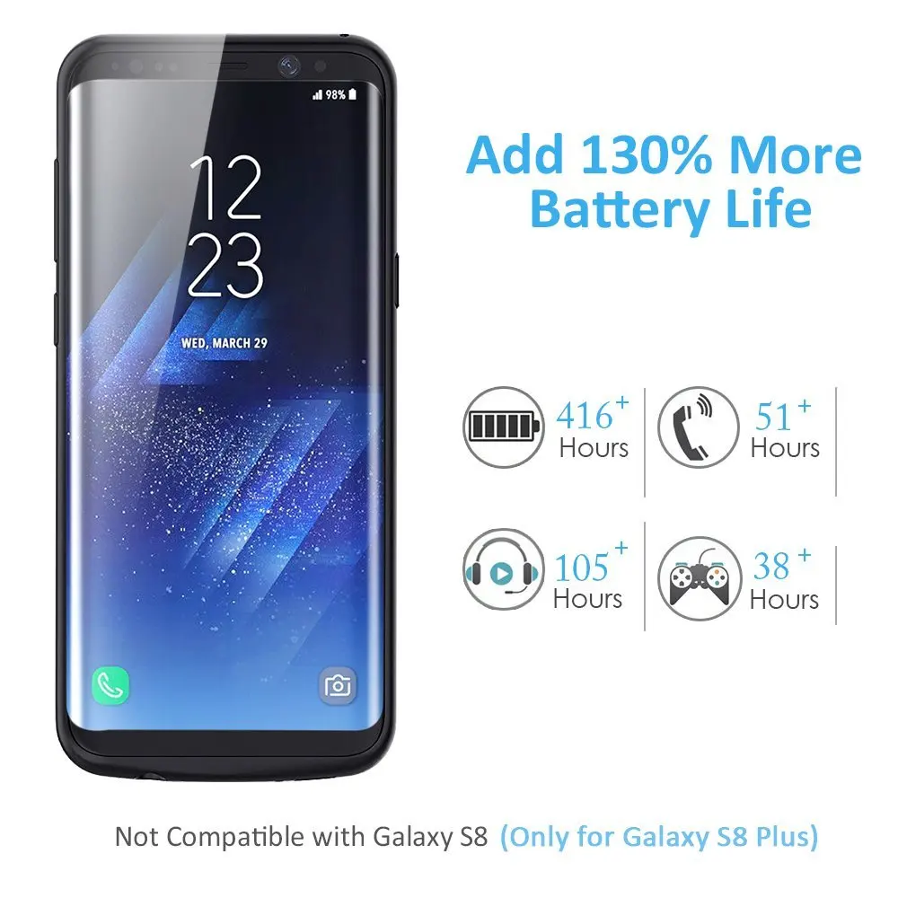 Для Galaxy S8 Plus чехол для аккумулятора 5500 мАч портативное зарядное устройство