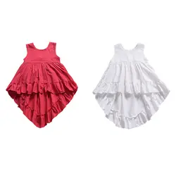 INS/стильное детское летнее повседневное Хлопковое платье необычного дизайна для девочек, платья без рукавов, сарафан, наряды