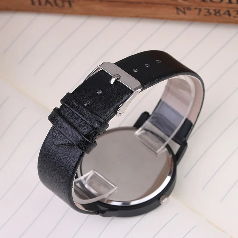 Новые модные простые любители спорта кварцевые часы высокого качества черные кожаные ремни Мрамор циферблат унисекс Повседневное часы
