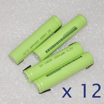 

30%OFF 12PCS 3.7V 14650 li-ion battery 1500mah rechargeable lithium ion li-ion cell with welding tab pins flat top