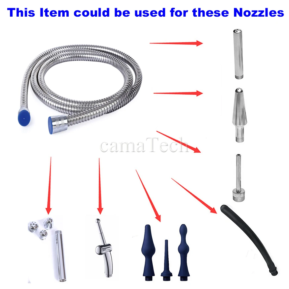 Camatech Stainless Steel Anal Enema Hosepipe 1.5m Chromed Flexible Tube For Anus & Vagina