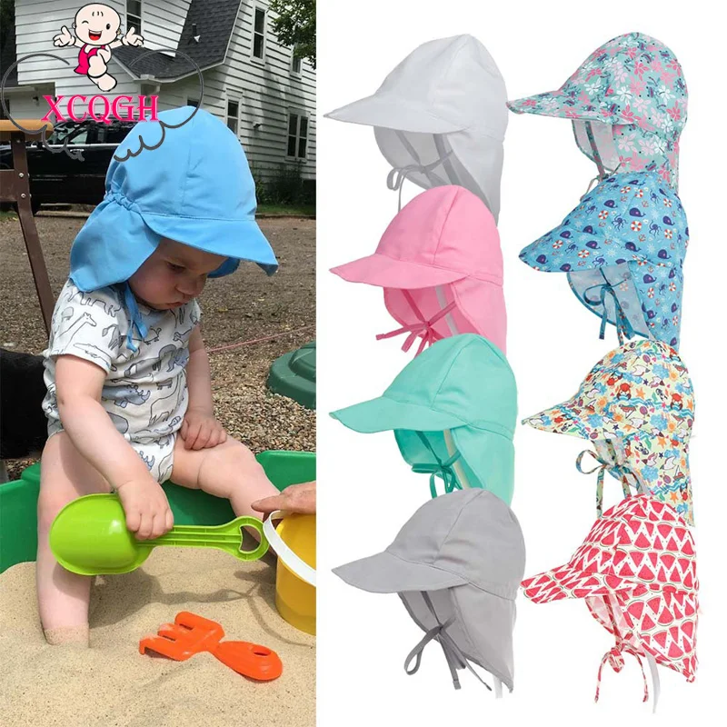 

XCQGH Boy Girl Baby Sunscreen Cap, Neck Cap, Ultraviolet Beach Sunhat Fisherman in Summer