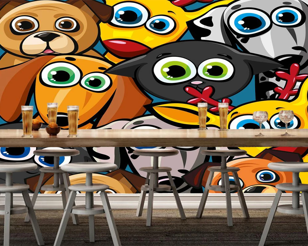 Пользовательские papel де parede infantil мультфильм голова животного росписи для детской