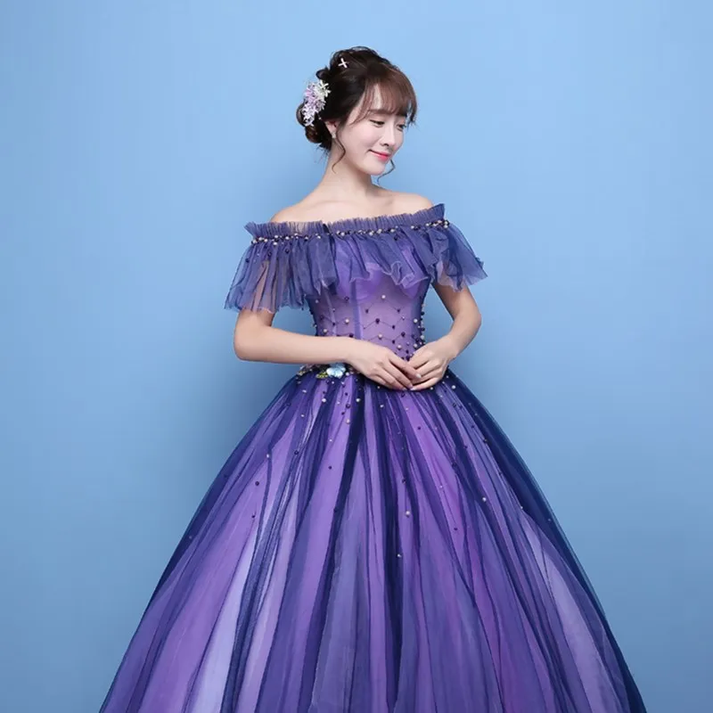 Ruthshen фиолетовые платья для Quinceanera с открытыми плечами платье выпускного вечера