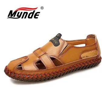 

Summer Men Genuine Leather Sandals Business Casual Shoes Men Outdoor Beach Sandals Roman Summer Men Shoes Water Shoes Size 39-48