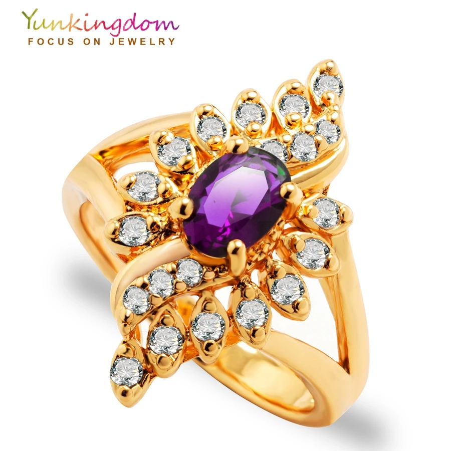 Женское кольцо с голубым кристаллом Yunkingdom уникальный дизайн на годовщину