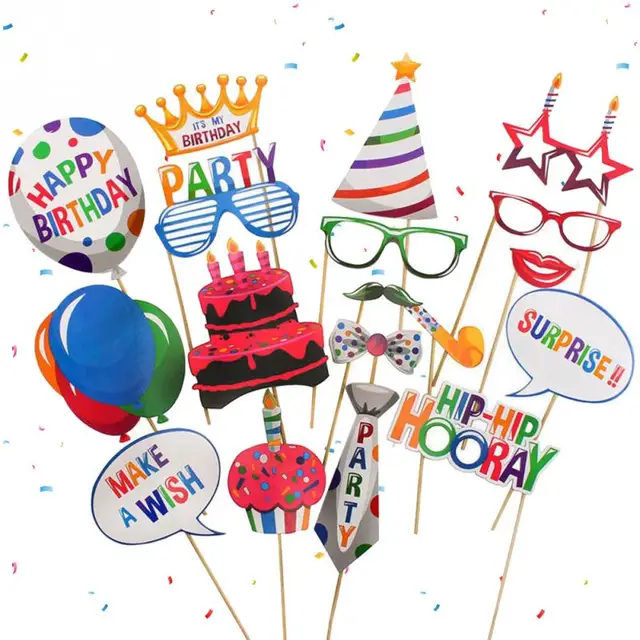 20pcs set Anniversary Decoration paper Photo Props Photography Kit baby kid Birthday party Balloons Style shooting Photo Props