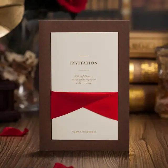 50pcs pack elegant creative ribbon wedding invitations cards