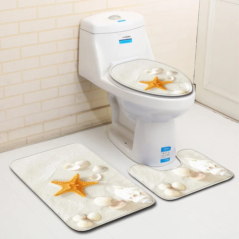 3 шт./компл. морской коврик для ванной набор океан подводный мир Противоскользящий с рисунком стойка для тряпок крышка для унитаза