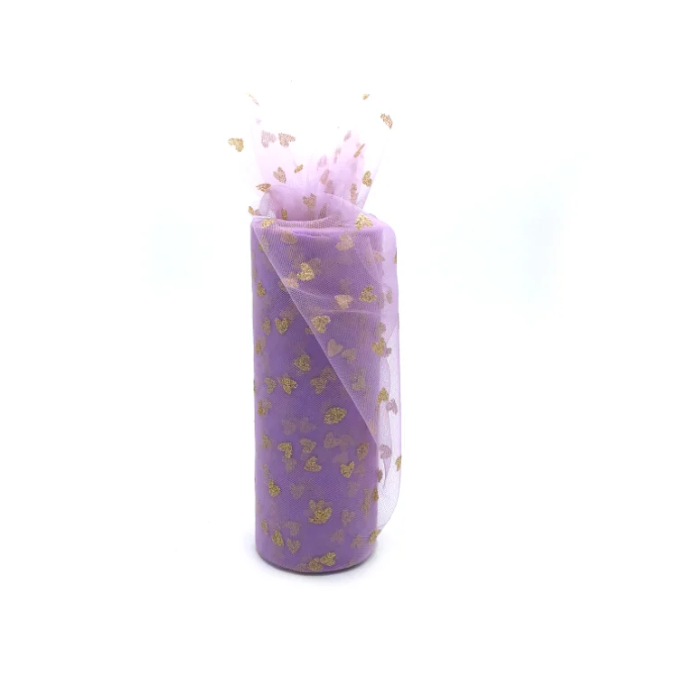 Тип сердца золотой порошок блеск тюль рулон 10 ярд 15 см катушка пачка Свадебная отделка органзы DIY ремесло день рождения принадлежности - Цвет: Light purple