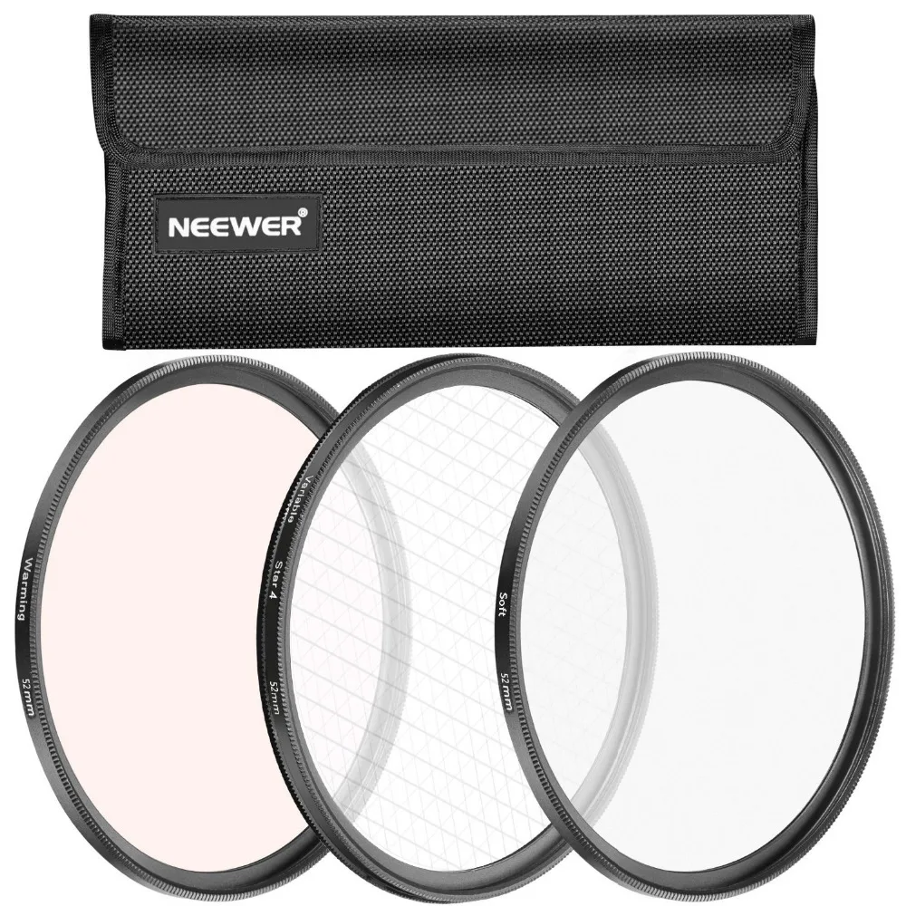 Neewer 3 Pcs 52MM Lens Filter Set Soft Focus/Revolving 4 Point Star